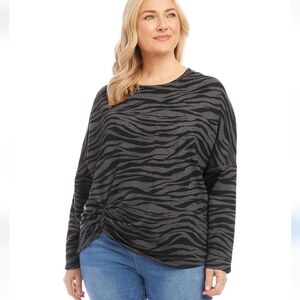 Karen Kane Zebra Print Women's Top - Black and Gray